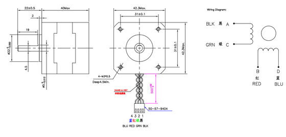 NEMA 17 Hybride stapsmotor Diameter 42 mm